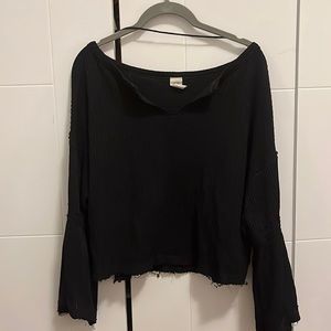 We The Free People Dahlia Flared Bell Sleeve Thermal Waffle Knit Peasant Top XS